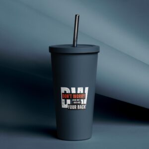 Insulated tumbler with a straw